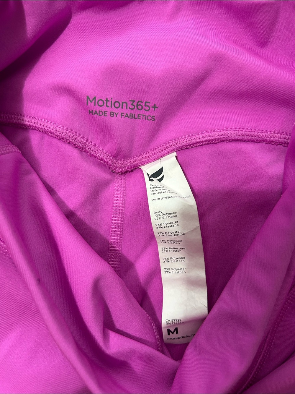 Womens Motion 365 by Fabletics Size Medium Performance Leggings - Bright Pink - Picture 3 of 3